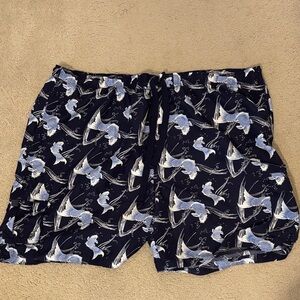 Stylish Navy Swim Trunks with Fish Design